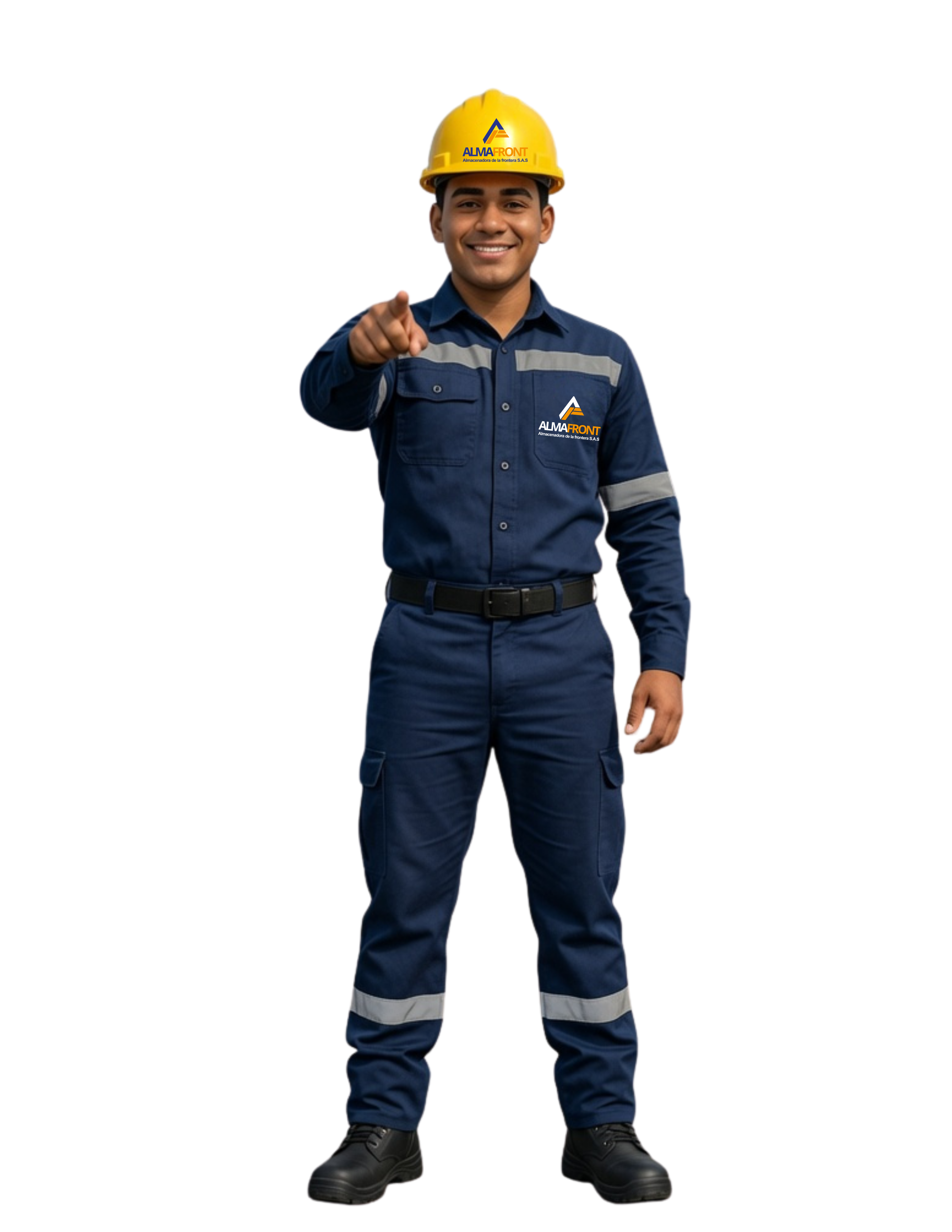Empleado Almafront señalando